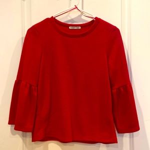 Zara Red Bell-Sleeve Top